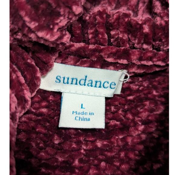 Sundance Charming Chalet Chenille Sweater Maroon Burgundy Womens Large Top Red - Picture 4 of 5
